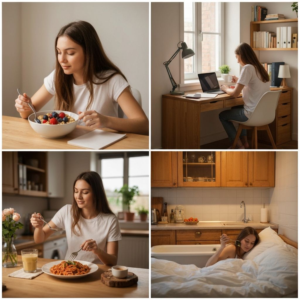 Daily routine with different food and activity patterns